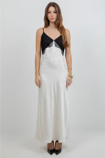 Polka Dot Satin Slip Dress