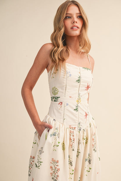 Floral Drop Waist Maxi Dress