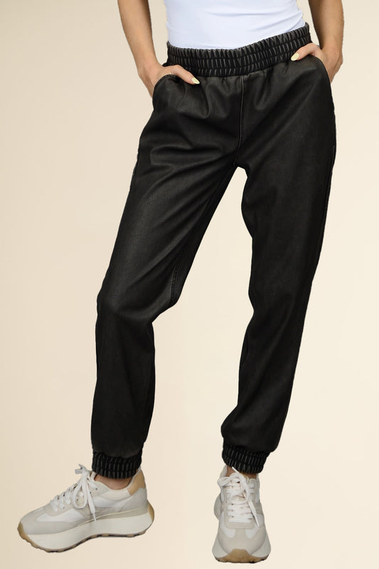 Aliksa Faux Leather Jogger