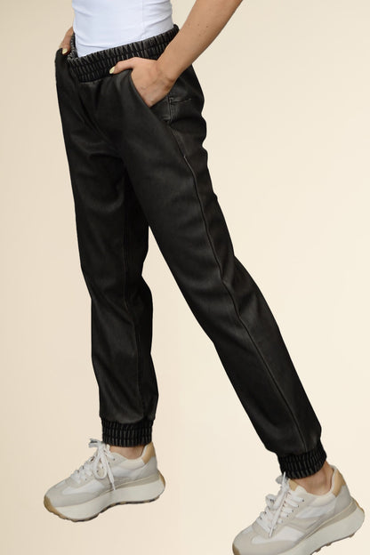 Aliksa Faux Leather Jogger