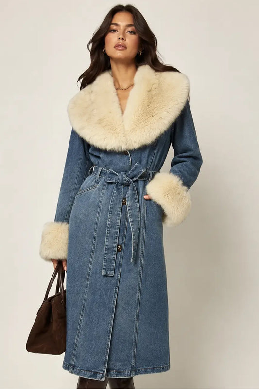 Aspen Denim Fur Coat