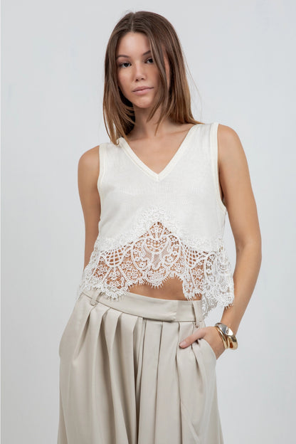 Lace Edge Knit Tank