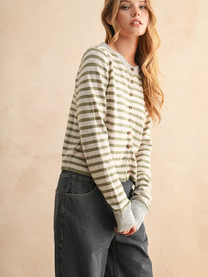 Color Block Stripe Cardi