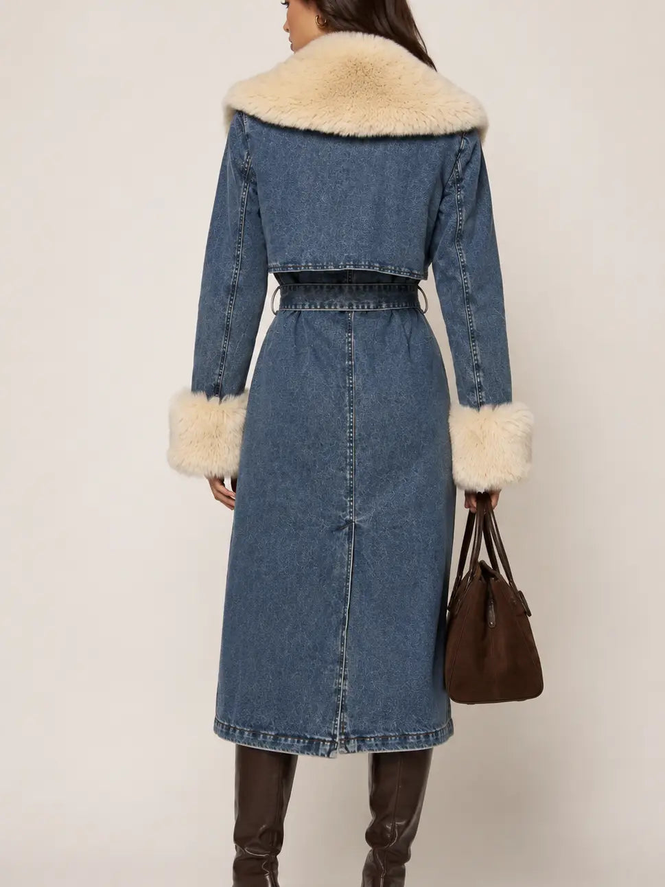 Aspen Denim Fur Coat