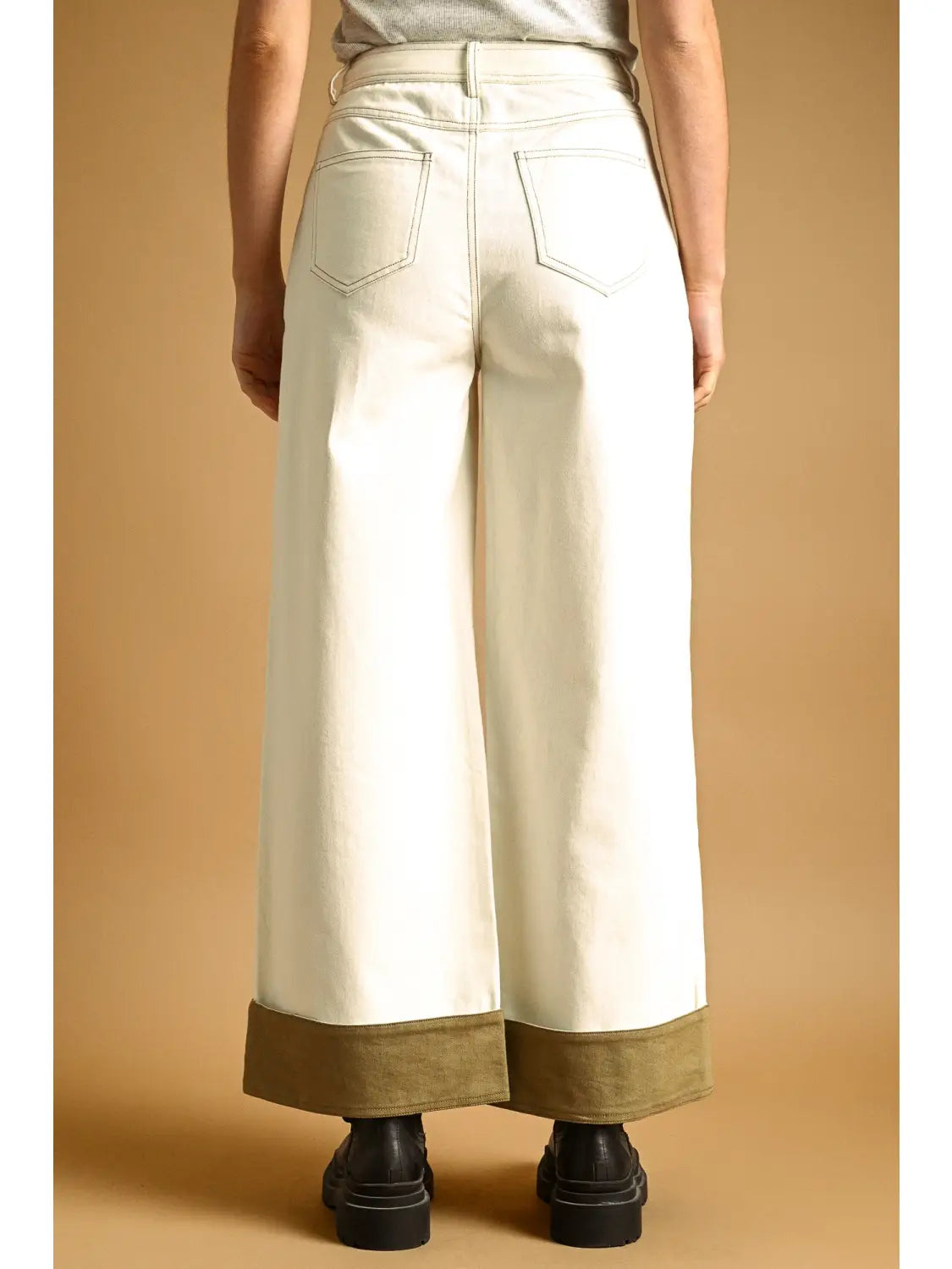 Contrast Cuff On Bottom Pants