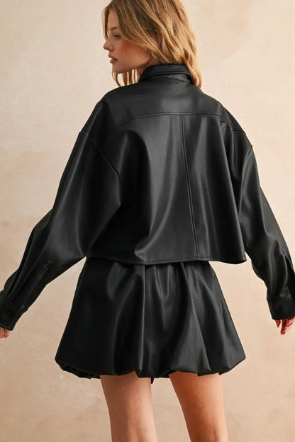 Faux Leather Balloon Skirt