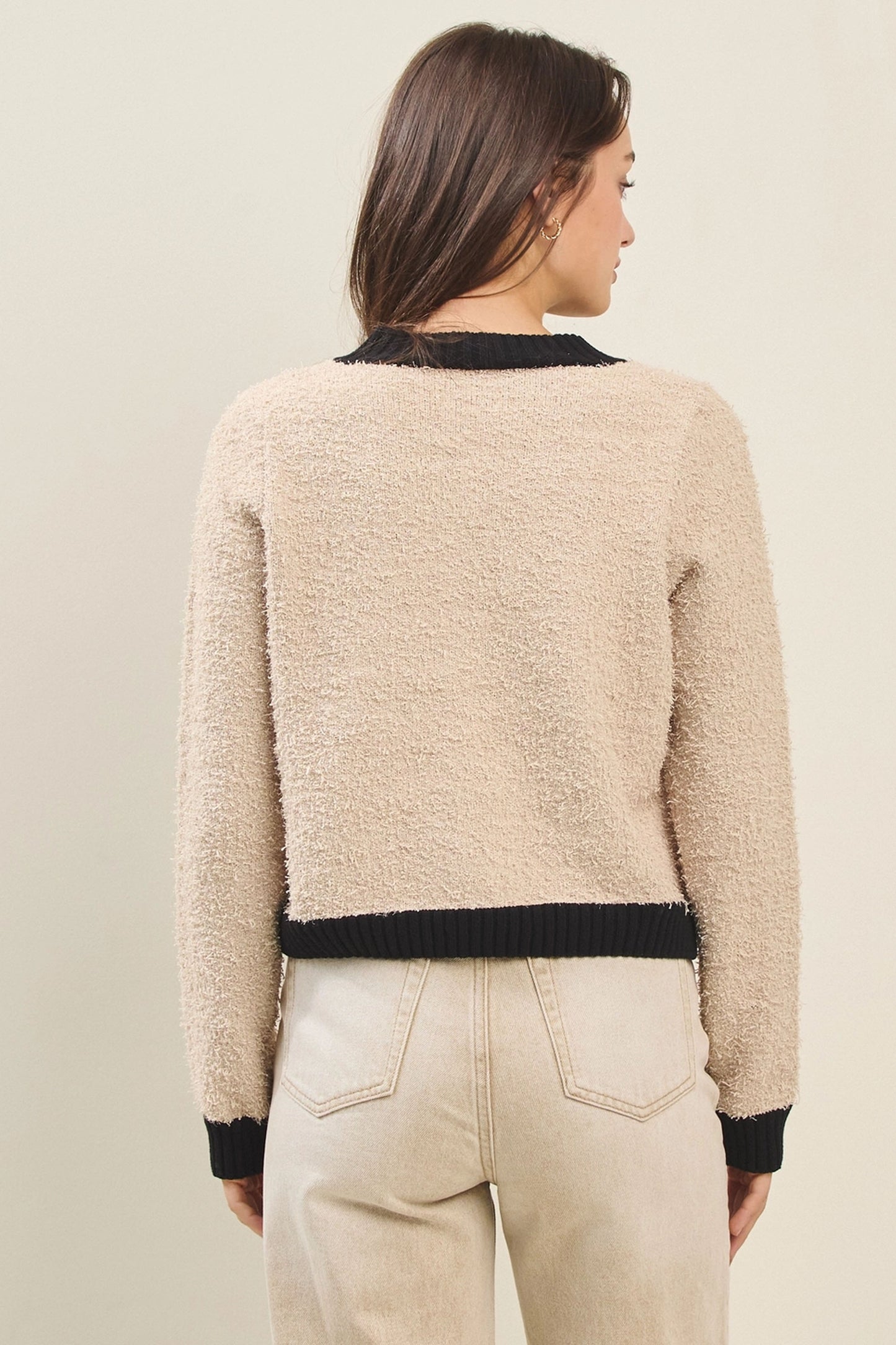 Colorblock Boucle Cardigan