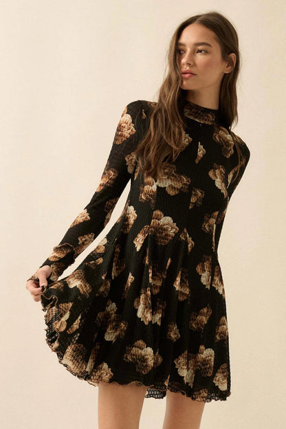 Floral Honeycomb Mini Dress