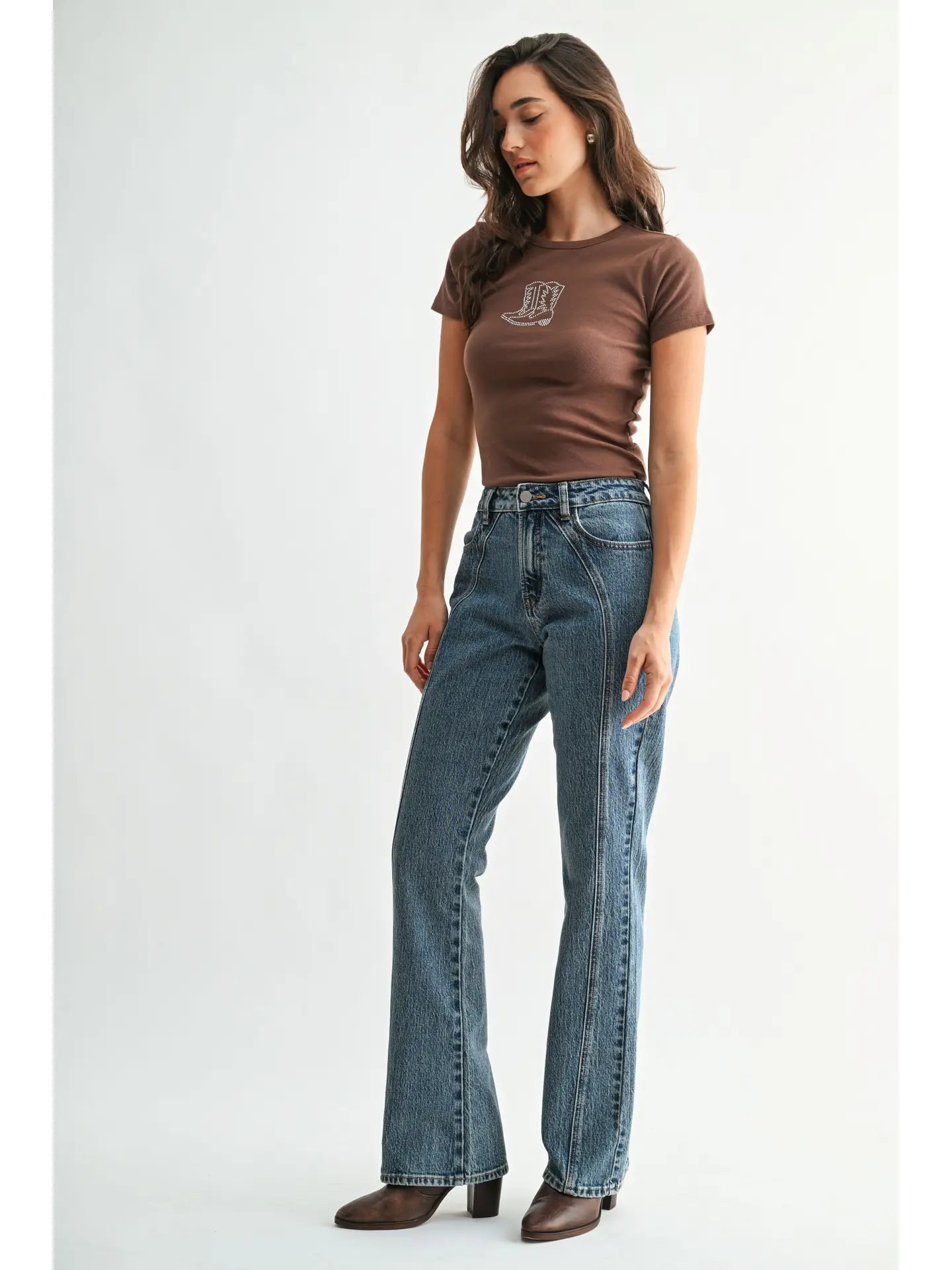 Mid Rise Front Seamed Boot Cut