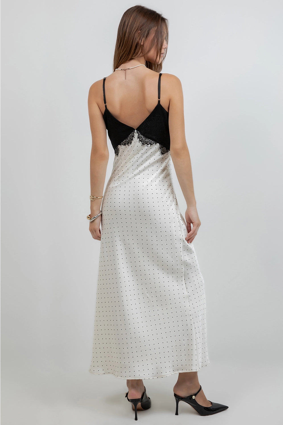 Polka Dot Satin Slip Dress
