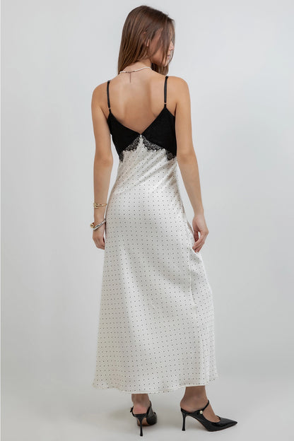 Polka Dot Satin Slip Dress