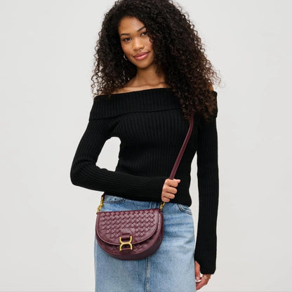 Alise Woven Crossbody - Burgundy