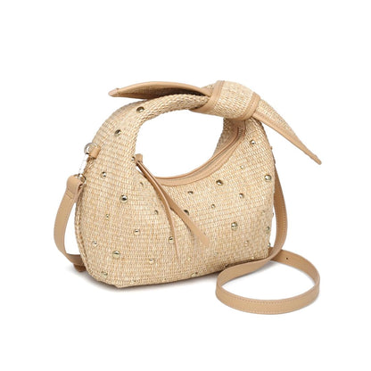 Paloma Studded Knot Straw Bag