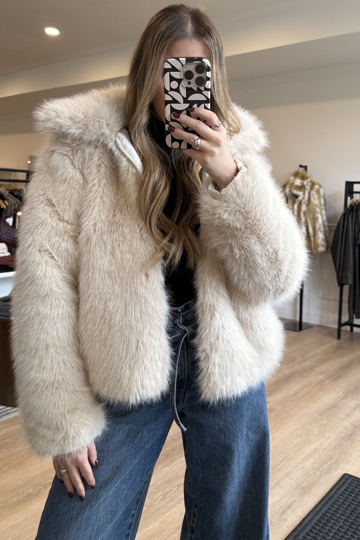 Clash Faux Fur Jacket - Ecru