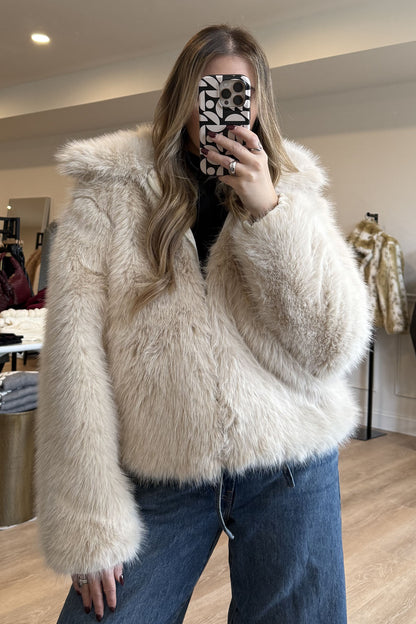 Clash Faux Fur Jacket - Ecru