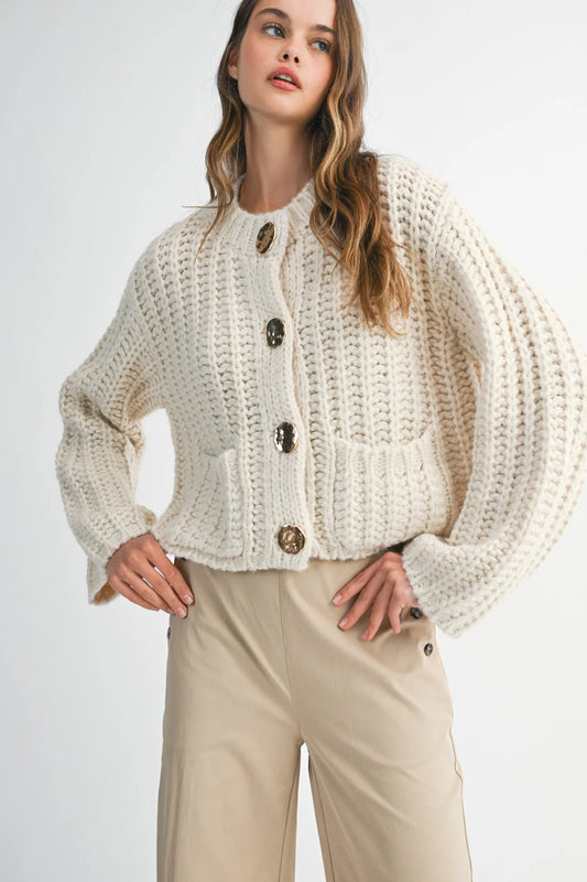 Chunky Knit Cardi - Cream