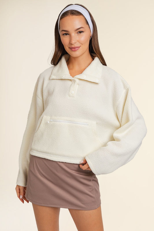 Boxy Fleece Pullover - Cream
