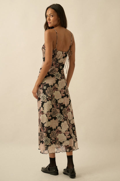 Floral Mesh Midi Dress