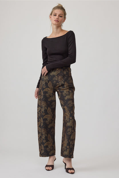 Dark Floral High Rise Pant