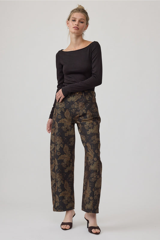Dark Floral High Rise Pant