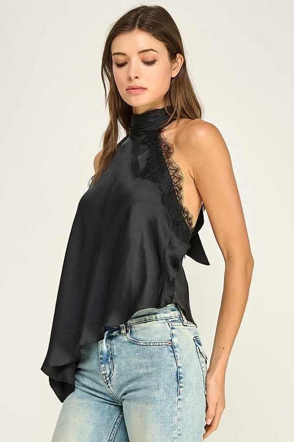 Casey Satin Lace Halter