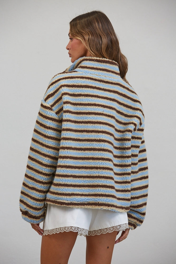 Striped Sherpa Half Zip
