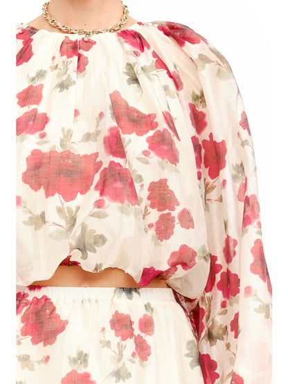 Elsie Cropped Floral Blouse