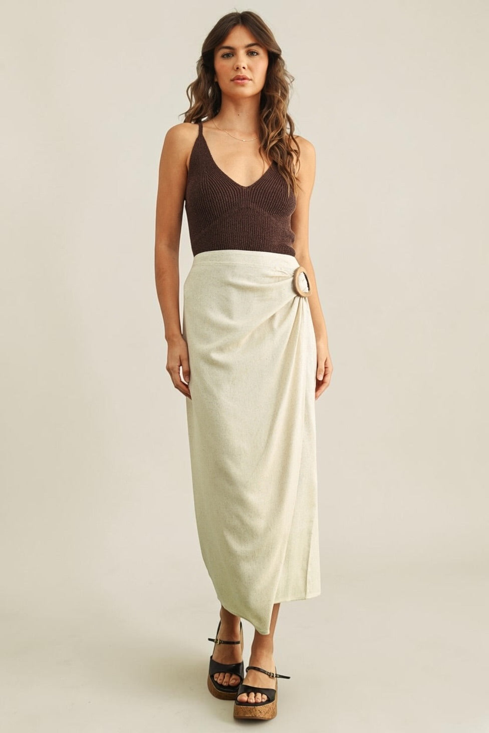 Linen Wrap Skirt - Oat