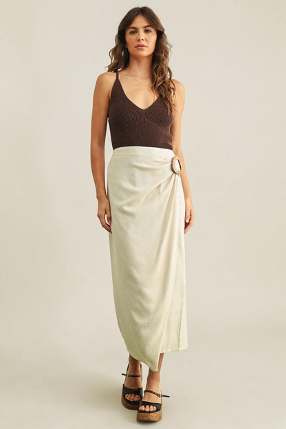 Linen Wrap Skirt - Oat