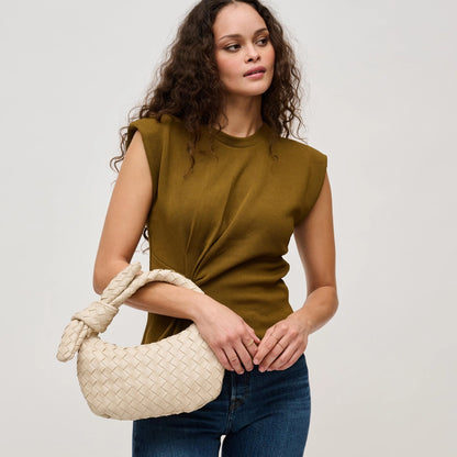 Lizbeth Woven Knot Clutch - Oatmilk