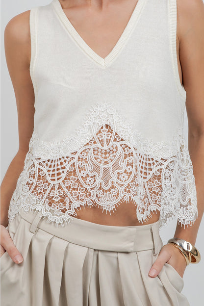 Lace Edge Knit Tank