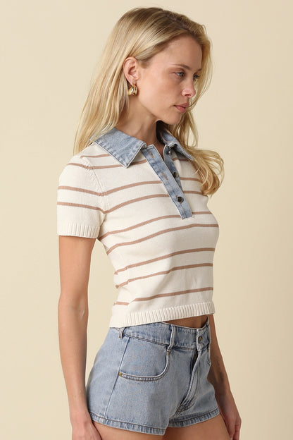 Shyla Contrast Collar Top