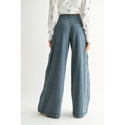 Scalloped Stretch Wide Leg Jean