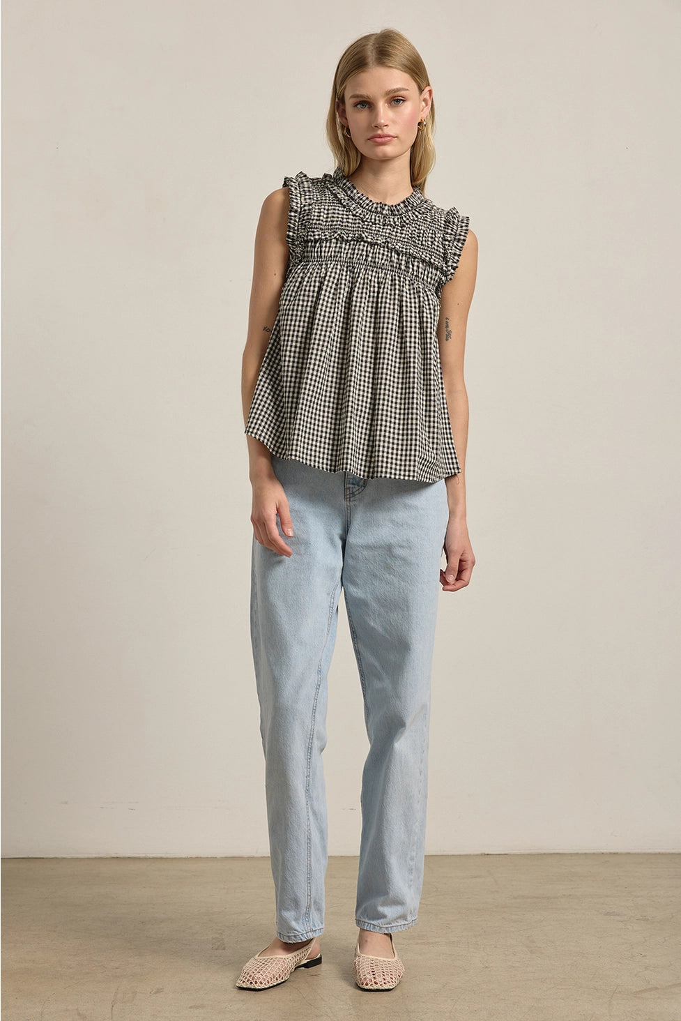 Gingham Ruffle Top