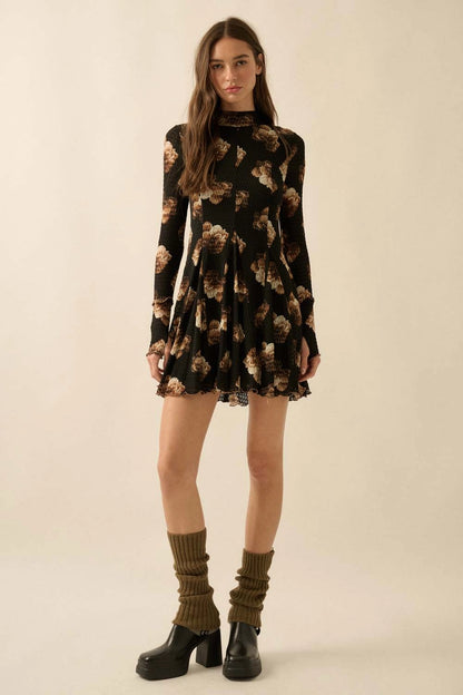 Floral Honeycomb Mini Dress