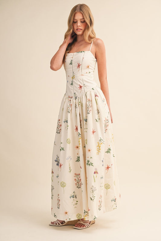 Floral Drop Waist Maxi Dress