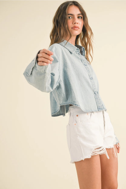 Crop Denim Buttondown