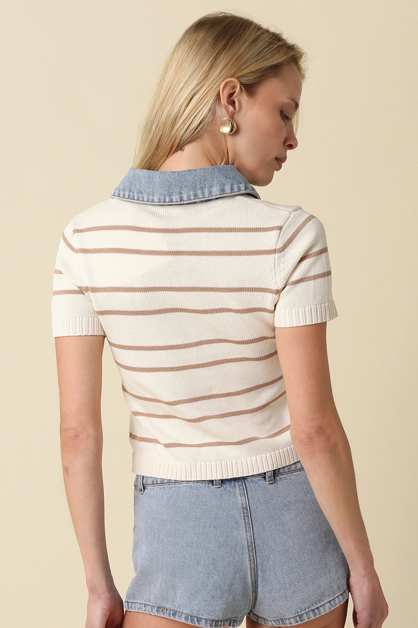 Shyla Contrast Collar Top