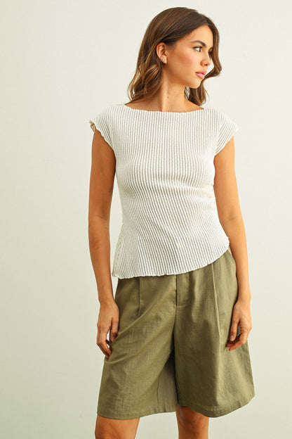 Crinkle Shirred Tee - Ivory