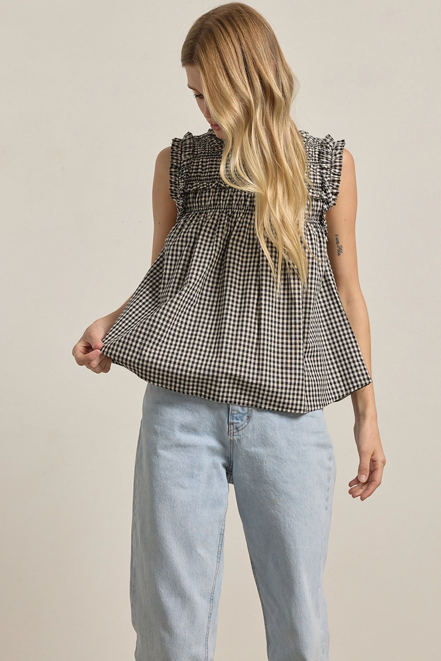 Gingham Ruffle Top