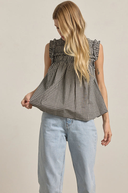 Gingham Ruffle Top