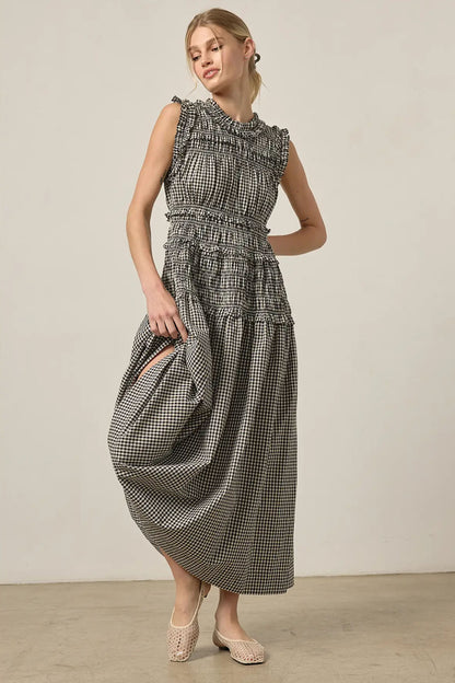 Smocked Gingham Maxi Dress