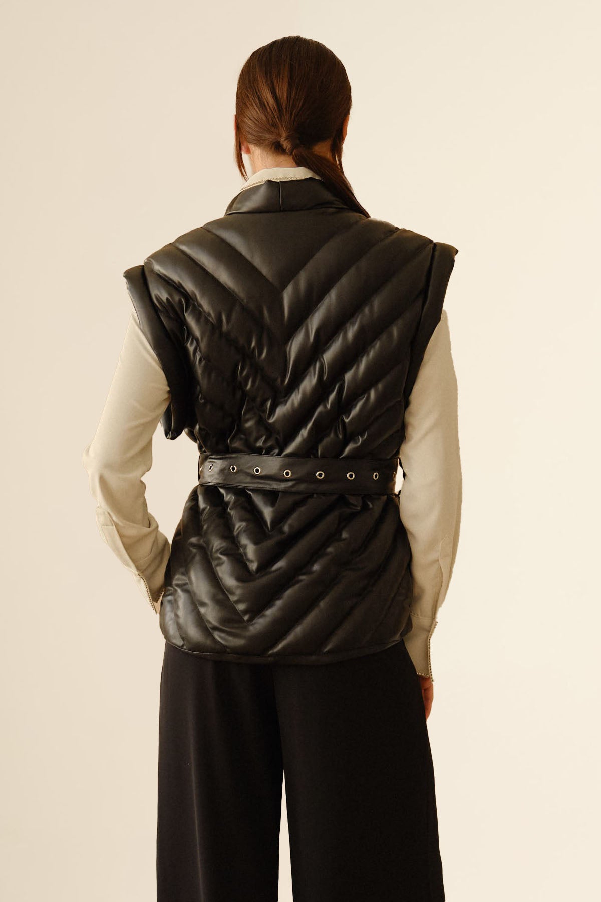 Gunner Faux Leather Vest - Black