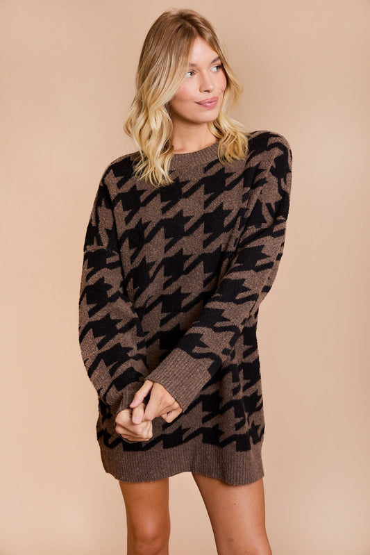 Houndstooth Sweater Dress