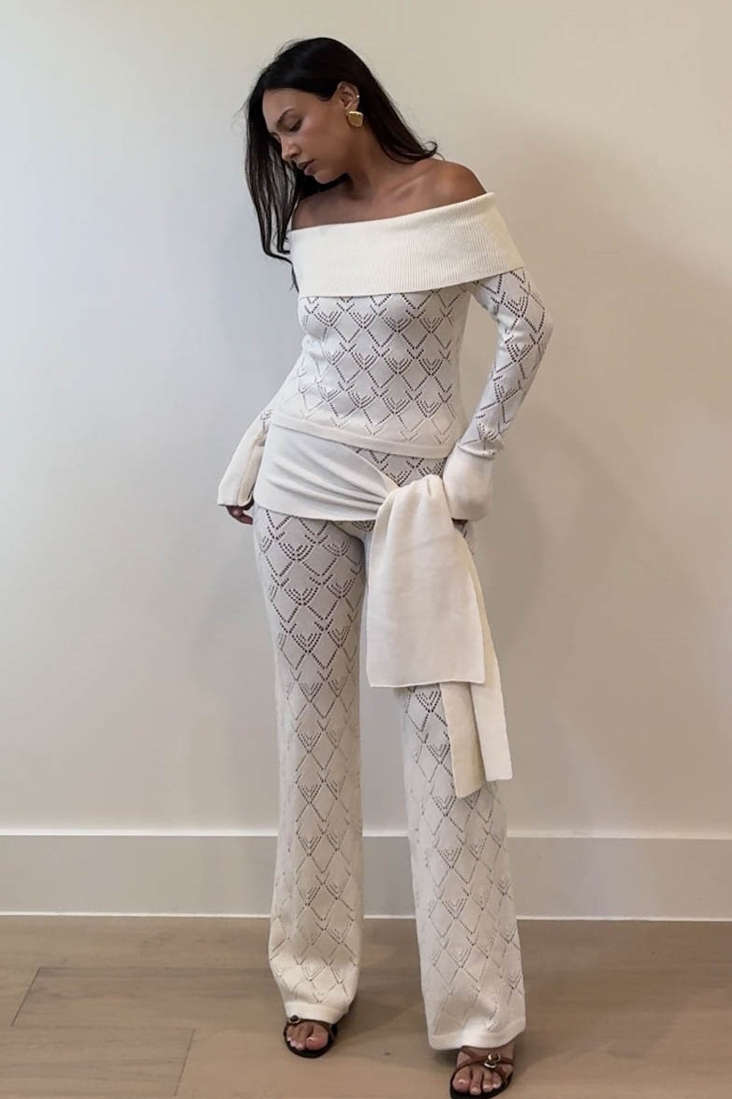 Off the Shoulder Knit Set