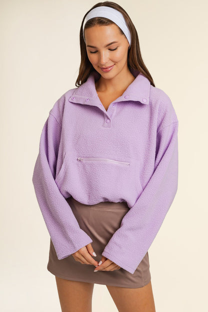 Boxy Fleece Pullover - Lavender