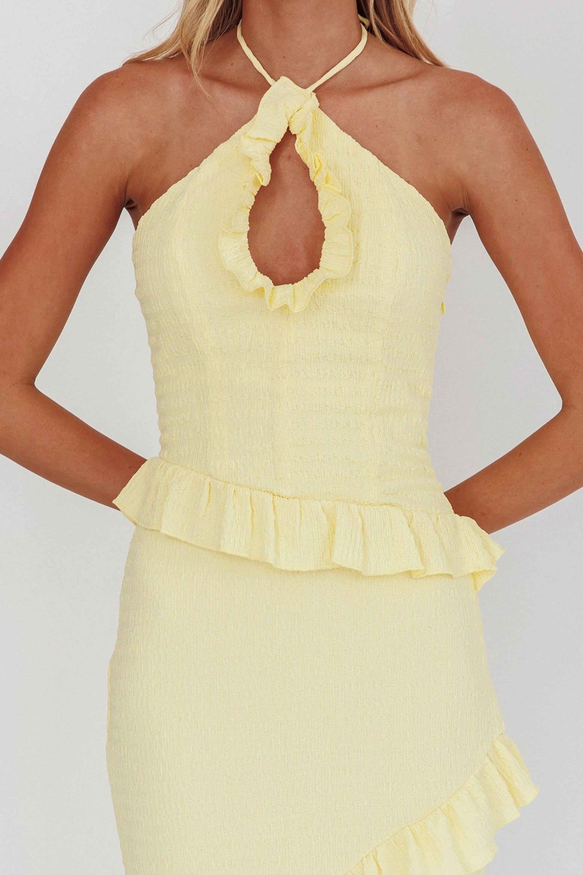 Lemon Crinkle Maxi Dress BIRD BEE Lemon Crinkle Maxi Dress BIRD BEE