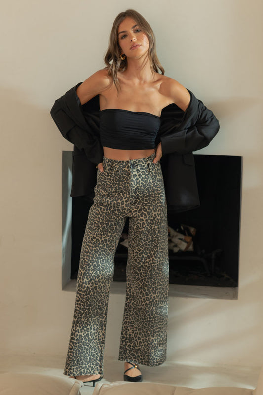 Leopard Denim Pant