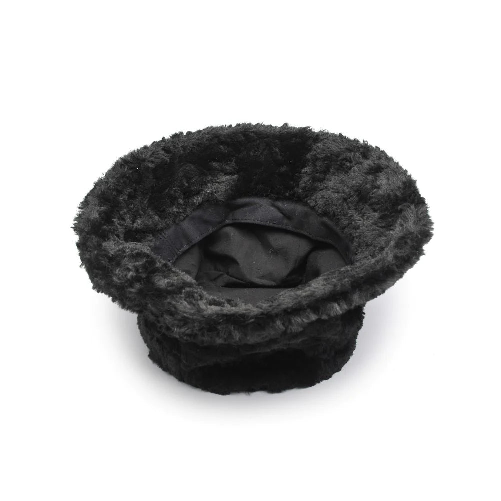 Faux Fur Bucket Hat - Black