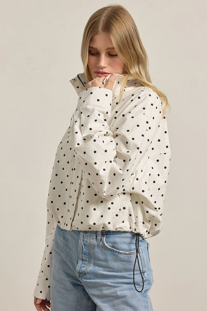 Polka Dot High Neck Jacket - BIRD BEE